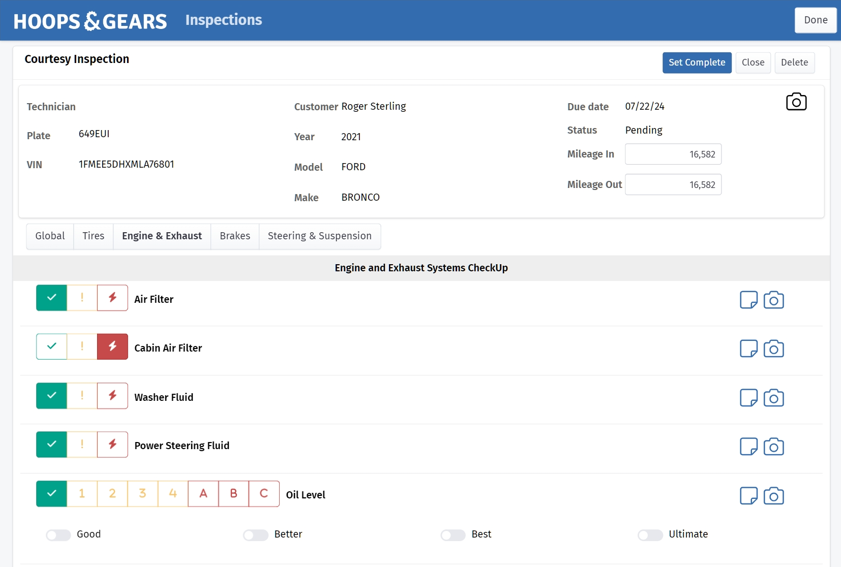 Digital Vehicle Inspections Dashboard